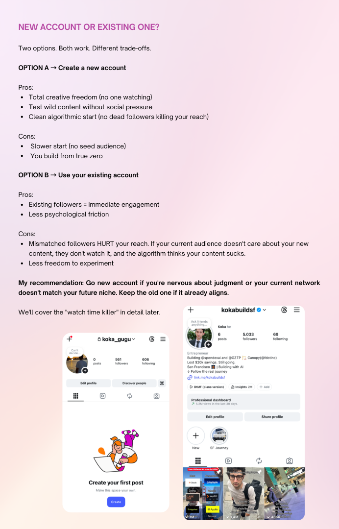 Page from the playbook: New account or existing one