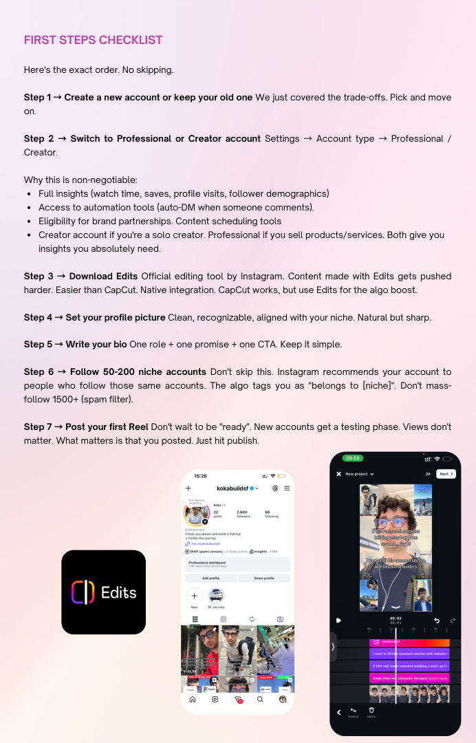 Page from the playbook: First steps checklist